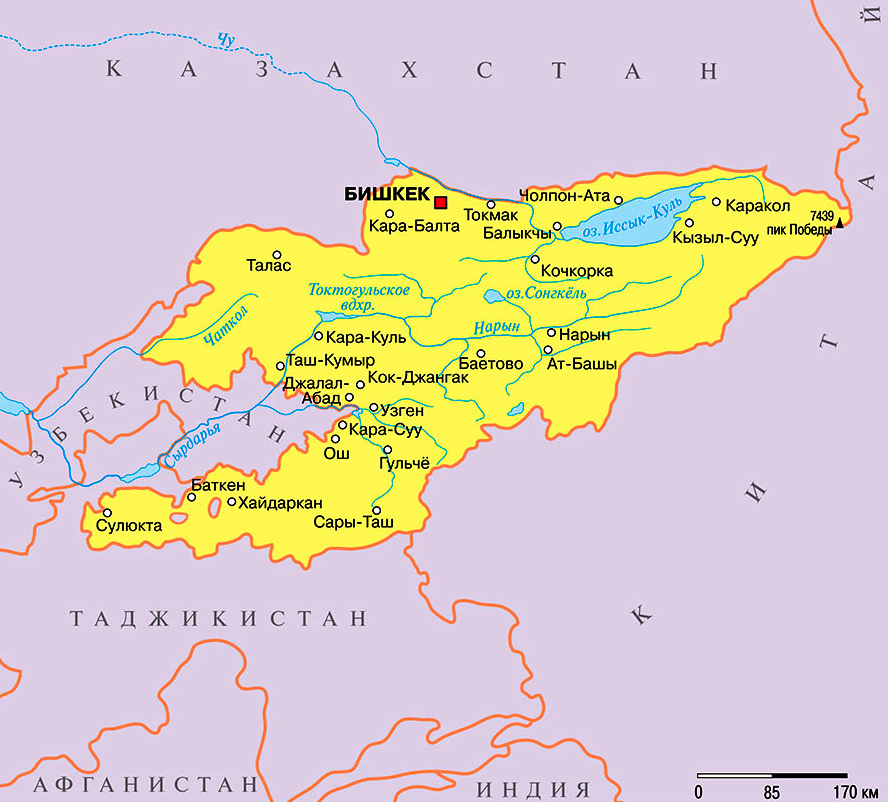 Карта Киргизии