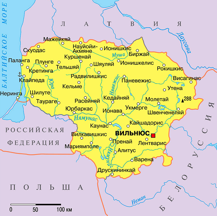 Карта Литвы