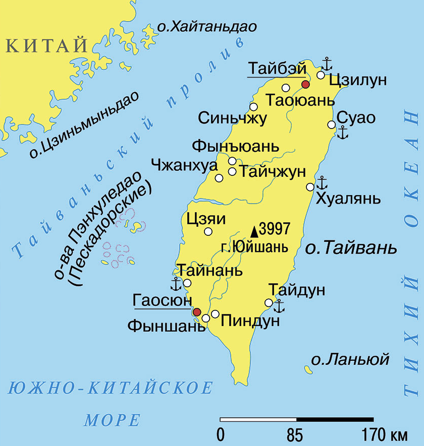 Карта Тайваня