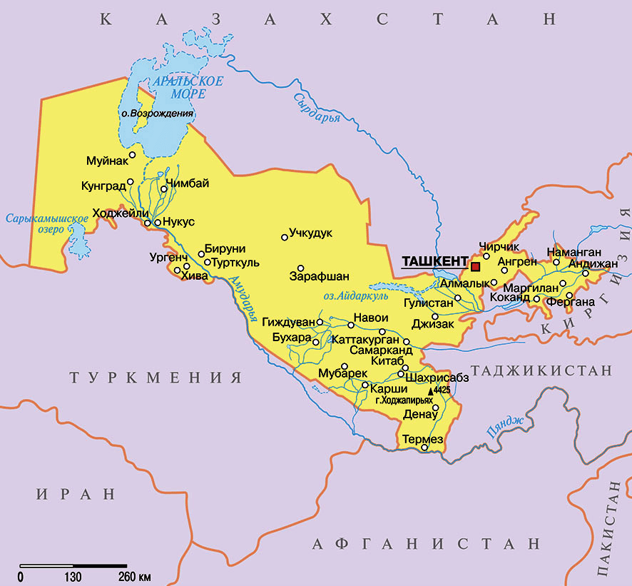 Карта Узбекистана