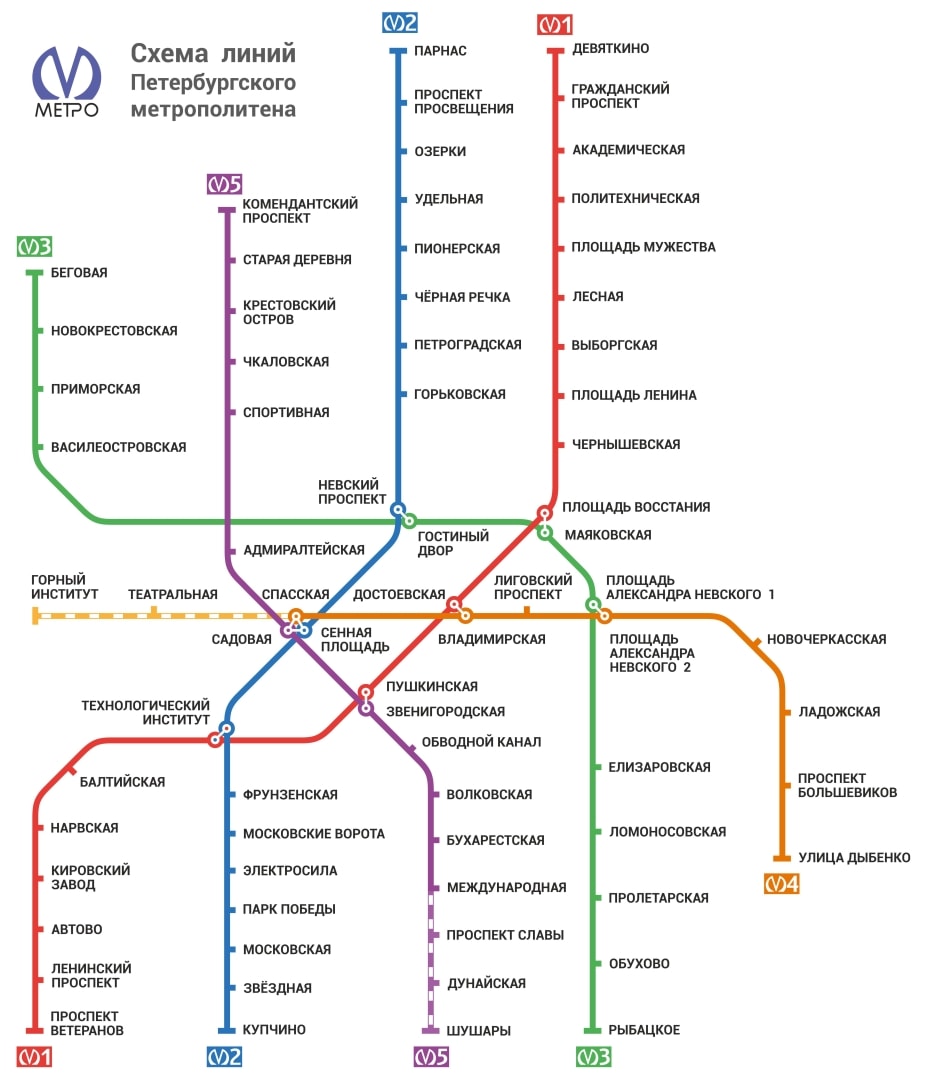 Схема метро спб